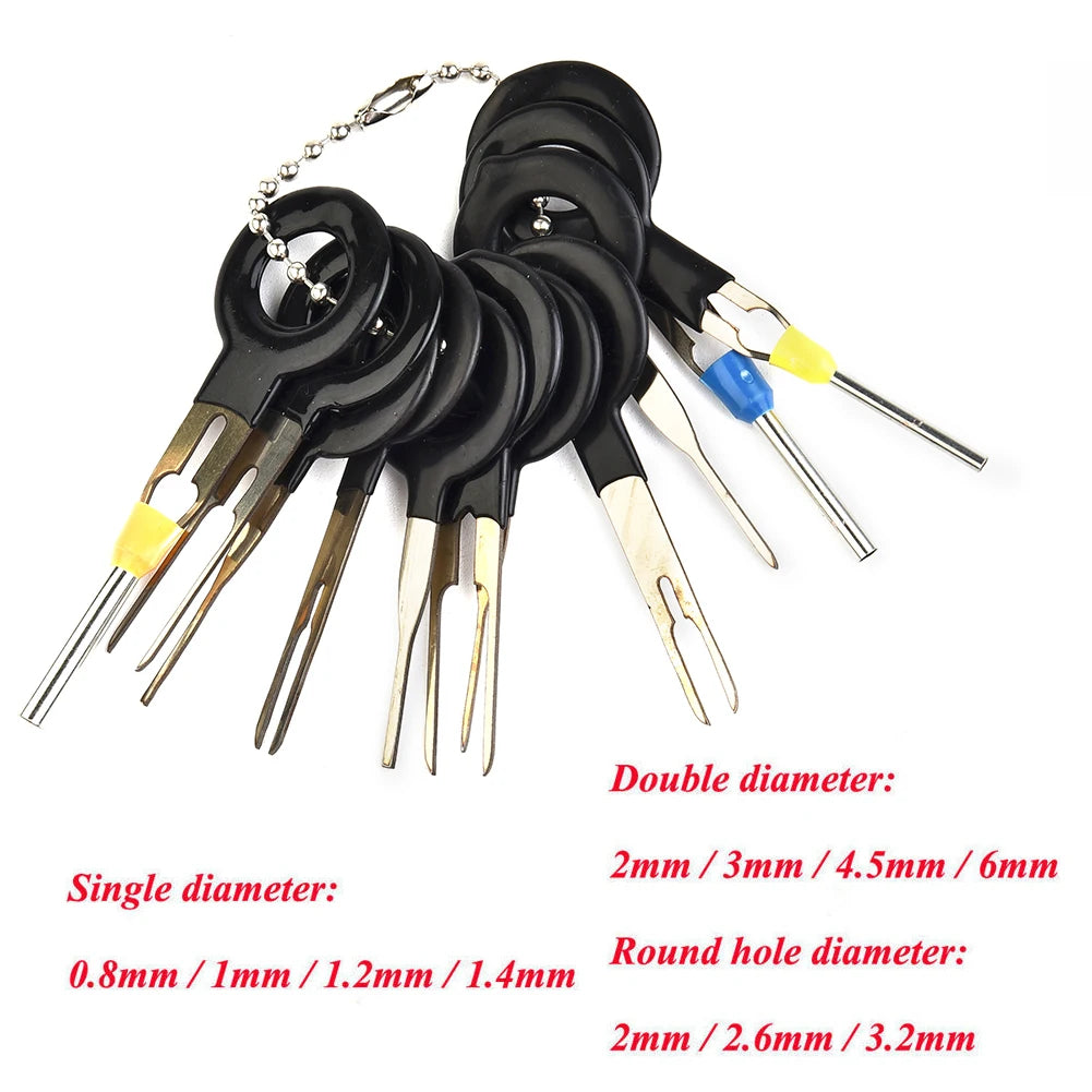 11pcs/Set Car Wire Terminal Removal Kit Tool Crimp Connector Extractor Release Pin Remover Repairing Disassembly Tools