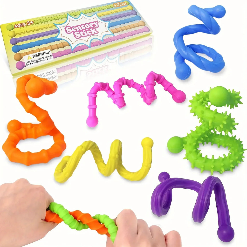 Sensory Sticks Toys, Anti Stress Relief Anxiety Silicone Textured Calming Sensory Toy For Autism ADHD Kids Antistress Amagi