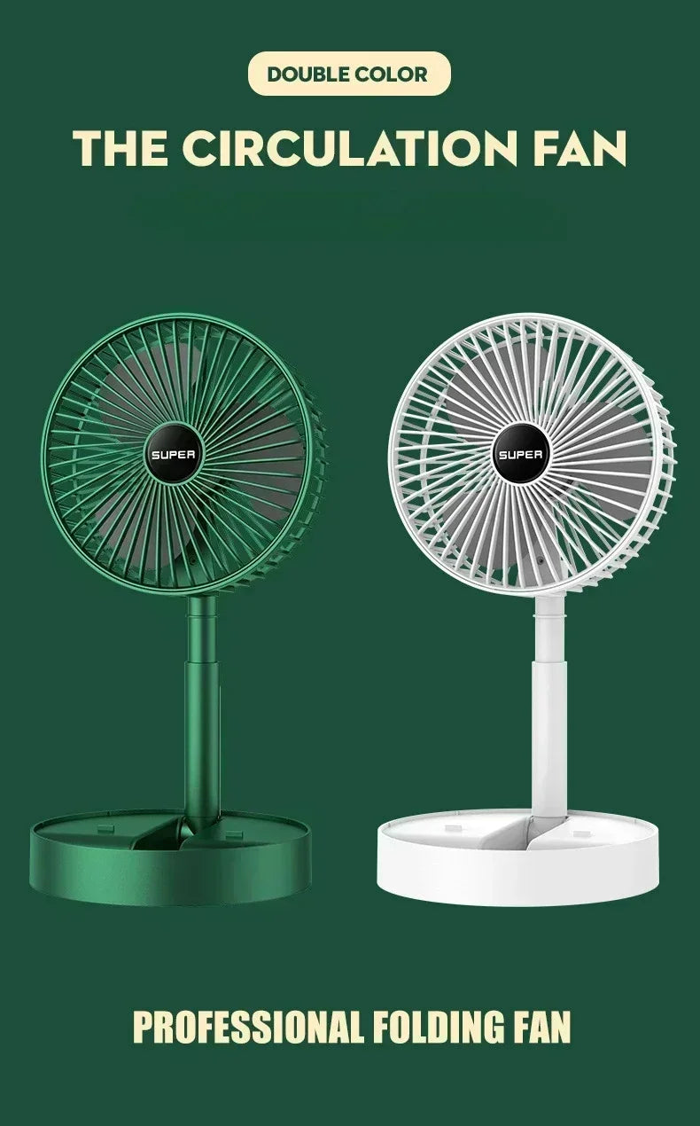 Retractable Small Electric Fan USB Charging Portable Foldable Mini Fan High Duration Low Noise for Home Office Amagi
