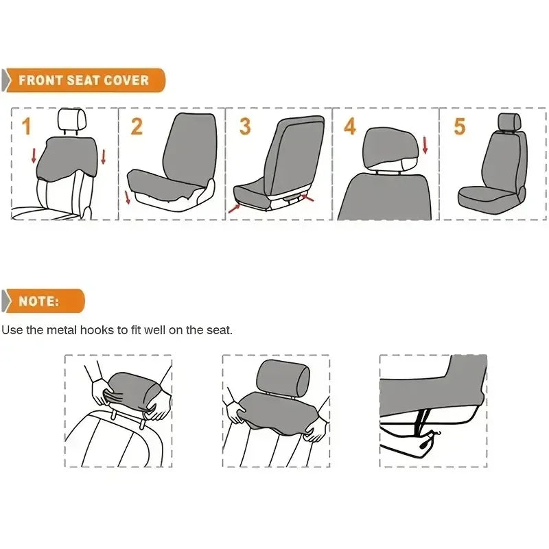 Auto Parts Car Seat Cover Polyester Fabric 5 Piece Set Four Season Universal Airbag Safe Truck Van Front/Rear Cushion amagi