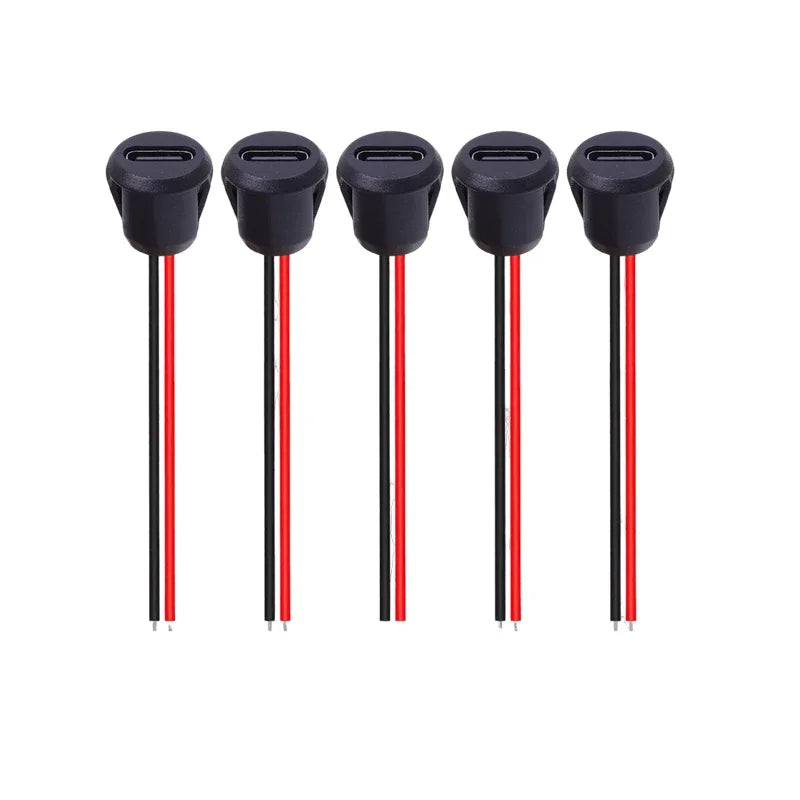 1-20pcs USB Connector Type-C Waterproof with Female Socket 2Pin Fast Charging Jack Charging Port USB-C Charger Plug Socket Tools