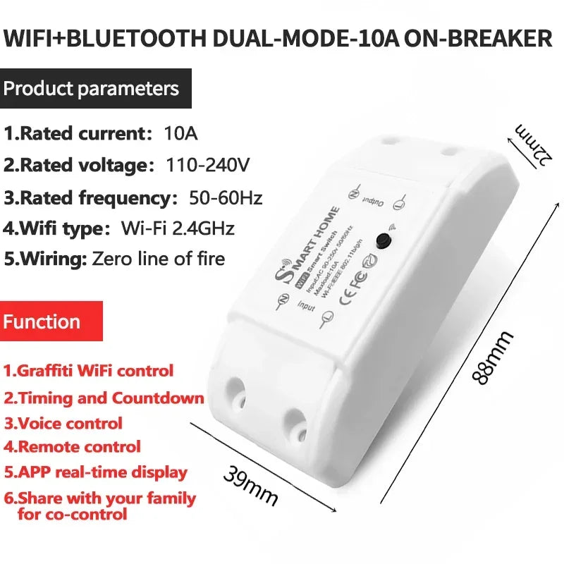 Tuya WiFi Smart Switch Module 1-5PCS - Alexa/Google Home Compatible LED Controller with Smart Life App for Remote Light Control