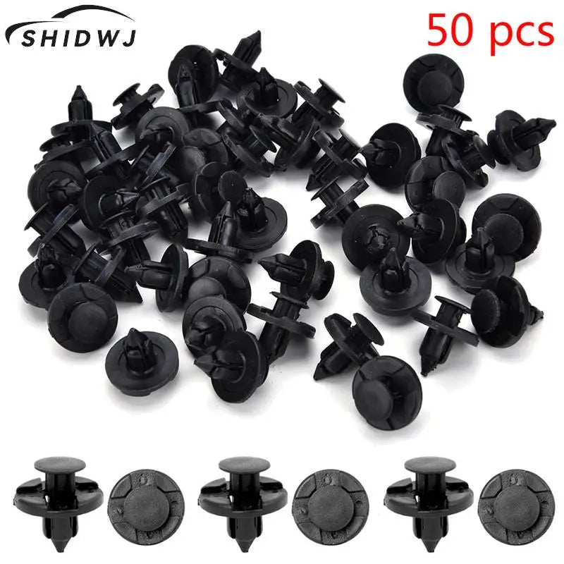 50Pcs Car Fastener fit 8mm Dia Hole Black Push Retainer Rivets Clips for Automobile Door Bumper Fender Cover Trim Clip Wholesale