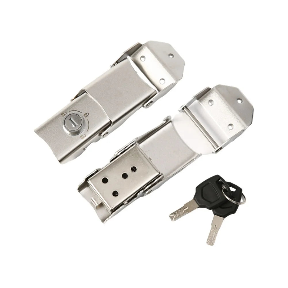  Detachable Stainless Steel Buckle Lock Motorcycle Trunk Lock Hinge Lock 2 Key Anti Theft Motorbike Rear Trunk Case Lock Fittin