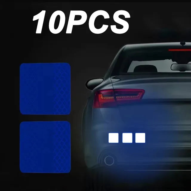 10pcs/set Car Bumper Reflective Safety Strip Stickers Car Reflective Sticker Reflective Warning Safety Tape Stickers Decals