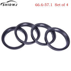 1 Set 4 Hub Centric Rings Car Wheel Bore Center Collar 66.6-57.1mm For Cars ID 57.1-mm Black