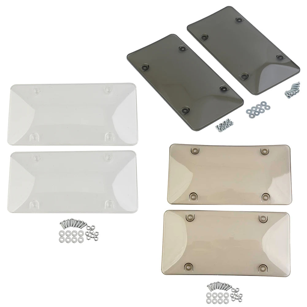 2 Pack Car License Plate Tinted Tag Shield Cover Plastic Clear Protector Car License Plate Frame  Exterior Accessories