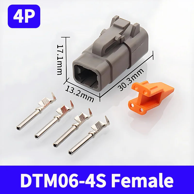 Deutsch DTM Series Sealed Connector Kit (DTM06 & DTM04) 1-10 Boxes - Automotive Waterproof Plug with Terminals & Pins for Truck