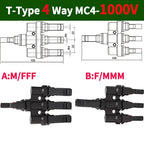 1/5/20/100 Sets PV T Branch Photovoltaic Solar Connector 1000V 30A Male Female 1 To 2/3/4/5/6 PV Plug 2/3/4/5/6IN 1OUT Adapter