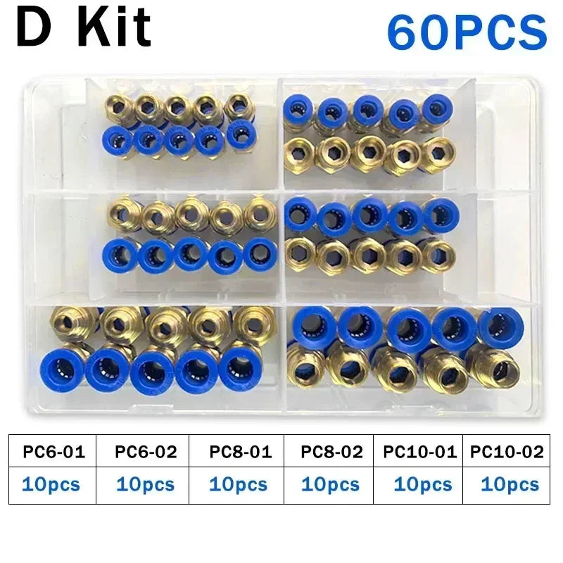 Boxed PC Series 4mm 6mm 8mm 10mm 12mm Air Joint Connectors Hose Tube Pneumatic Fittings 1/4 1/8 Push in Quick Release Couplings