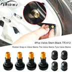 4PCs/set Universal Valve Stems With Dust Caps Tyre Rubber Valves Car Chrome Tubeless Car Wheel Snap-in Tire