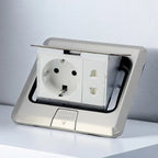 Floor Electrical Outlet Pop Up Kitchen Countertop Waterproof Sockets Pop Out Receptacle Stainless Steel Box Golden Cover 15A