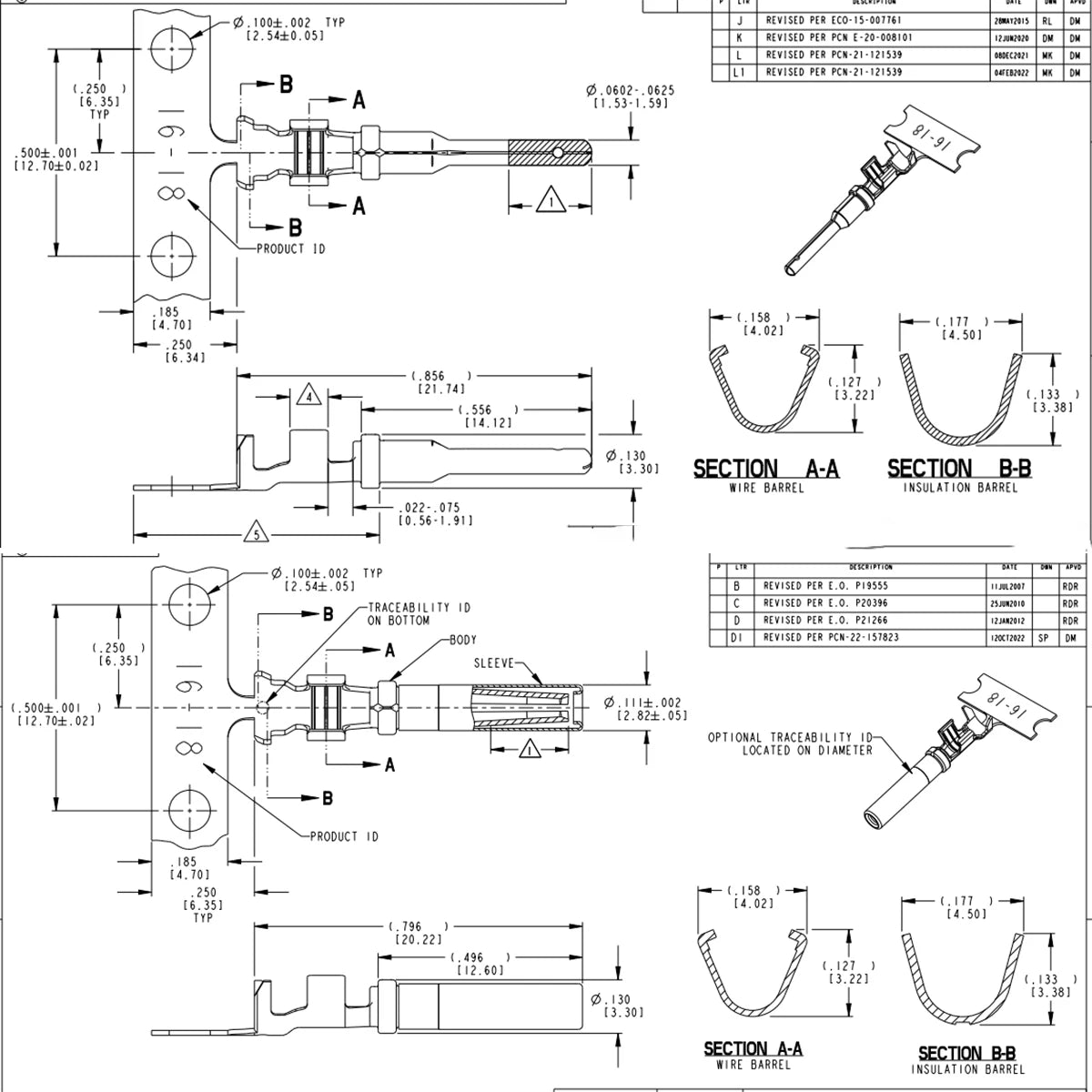 20 50 Pcs 1.5mm male or female Pin Contact 1060-16-0122 1062-16-0122 1060-16-0144 1062-...