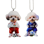 Acrylic Dog Car Pendant for Rearview Mirror Cute Poodle Keychain 2D Flat Ornament Auto Home Christmas Gift Backpack Decoration