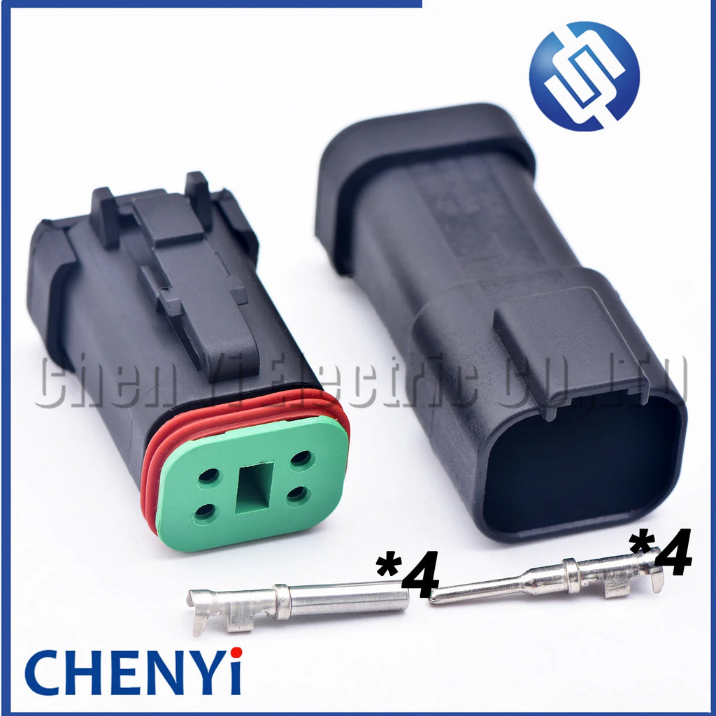 4 Pin Black DT series Connector Waterproof Plug Socket DT06-4S DT04-4P DT06-4S-E005 DT04-4P-E005 For Engineering Vehicle Deutsch