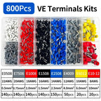 200-1900Pcs E0508/E7508/E1008 Crimp Terminals | Pre-Insulated Ring Connectors for Electrical Wiring & Industrial Use