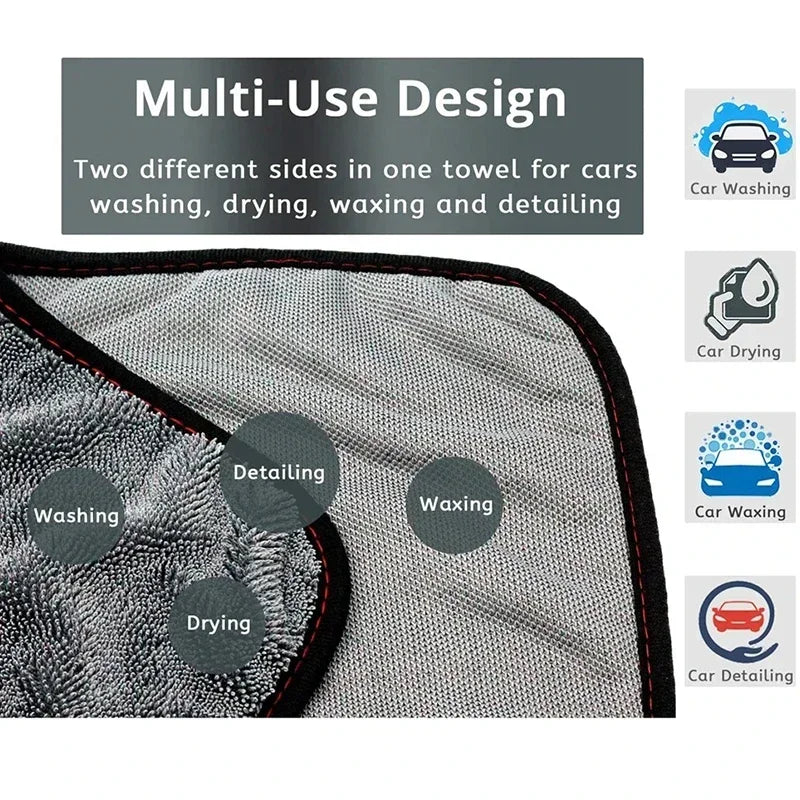 Car Wash Towel 1200gsm Microfiber Double-Sided Ultra Absorbent Car Wash Cloth Cleaning Drying Towel Washing Accessories Amagi