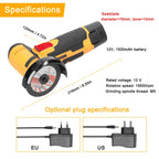 19500RPM Cordless Electric Angle Grinder 12V Rechargeable Mini Polishing Grinding Machine Multifunction Diamond Cutting amabilis