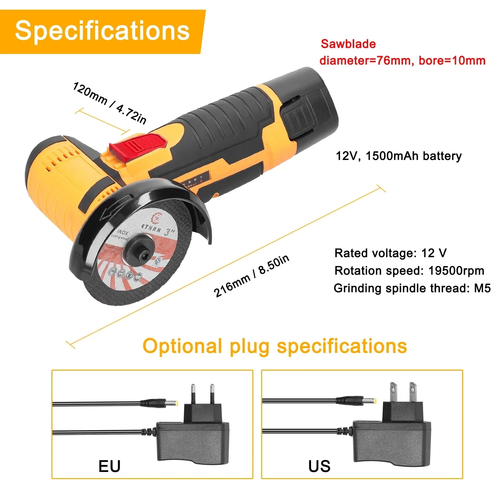 19500RPM Cordless Electric Angle Grinder 12V Rechargeable Mini Polishing Grinding Machine Multifunction Diamond Cutting amabilis