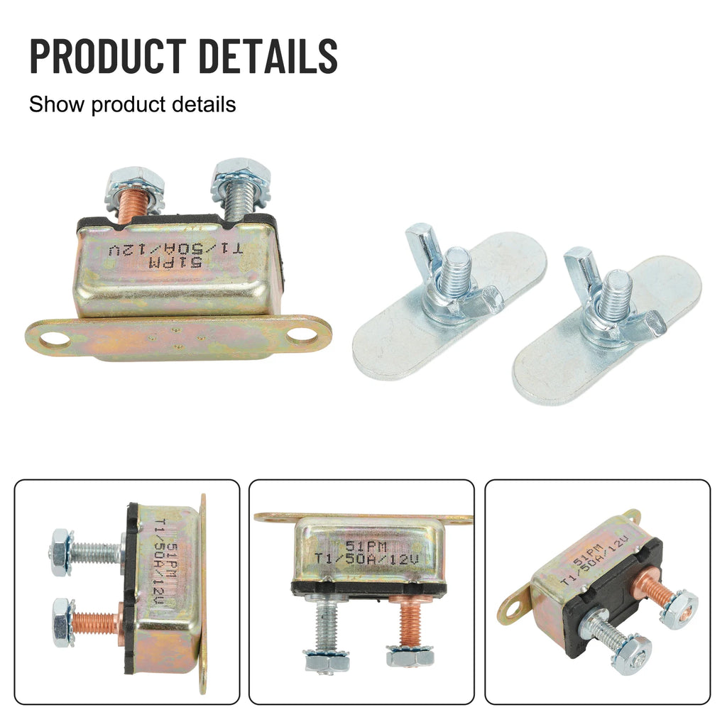 Stud Type Auto Reset Circuit Breakers 12V 30A/40A/50A Auto Automatic Fuse Reset Circuit Breaker Copper Stud Bolt