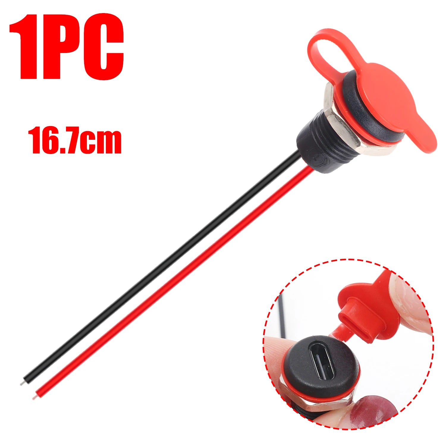Type-C Female Chassis 2Pin Type-C Female Socket Connector Waterproof Jack Female Charging Port 3A USB-C Charger Plug Socket