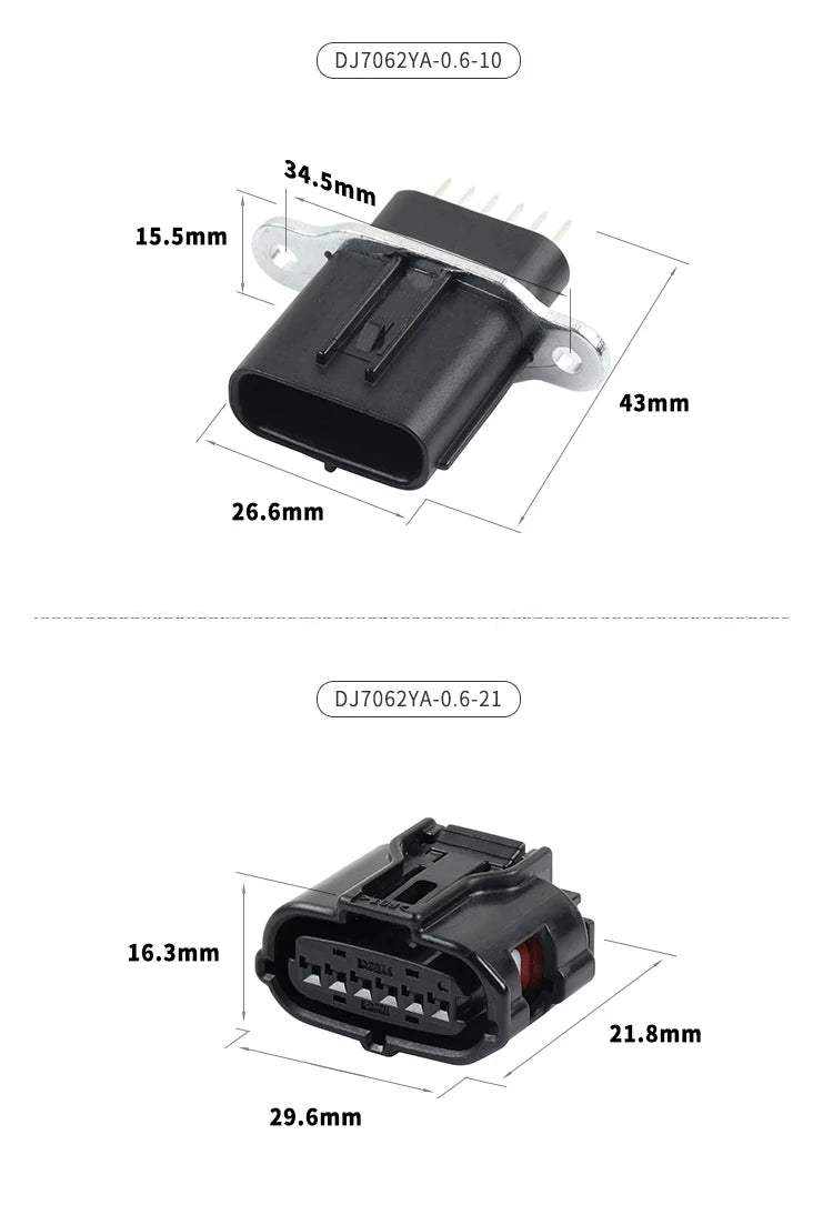 DJ7062YA-0.6-10/21 Car electric air conditioning pump 6-hole plug connector reverse probe connector