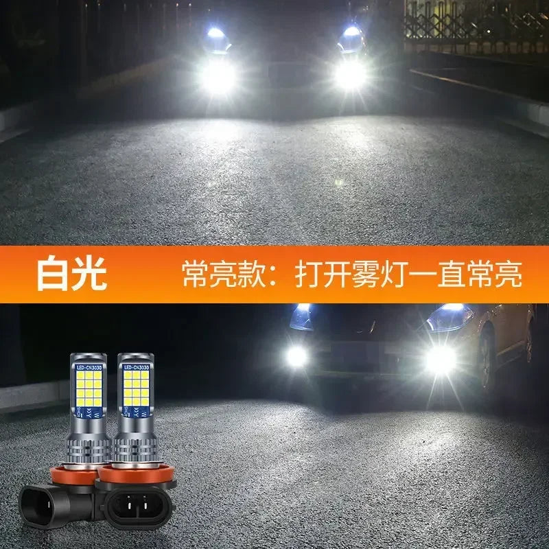 2Pcs Dual Colors H11 H8 9006 HB4 881 H27 High Quality 3030 LED Auto Fog Lamp Car Anti Fog Light Bulb Foglamps Yellow White Amagi