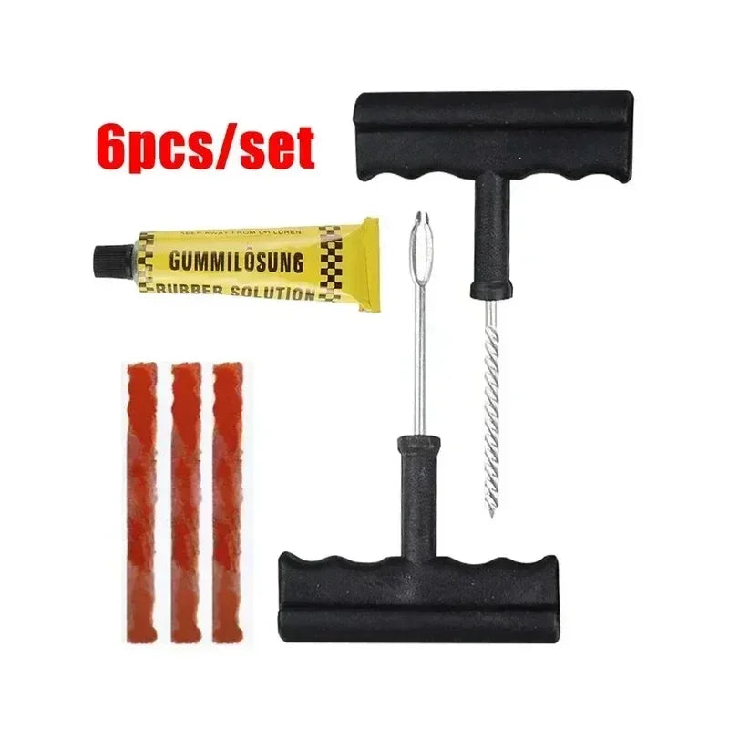 Car Tire Repair Tool Kit with Rubber Strips Tubeless Tyre Puncture Studding Plug Set Motorcycle Truck Vacuum Tire Repair Amagi