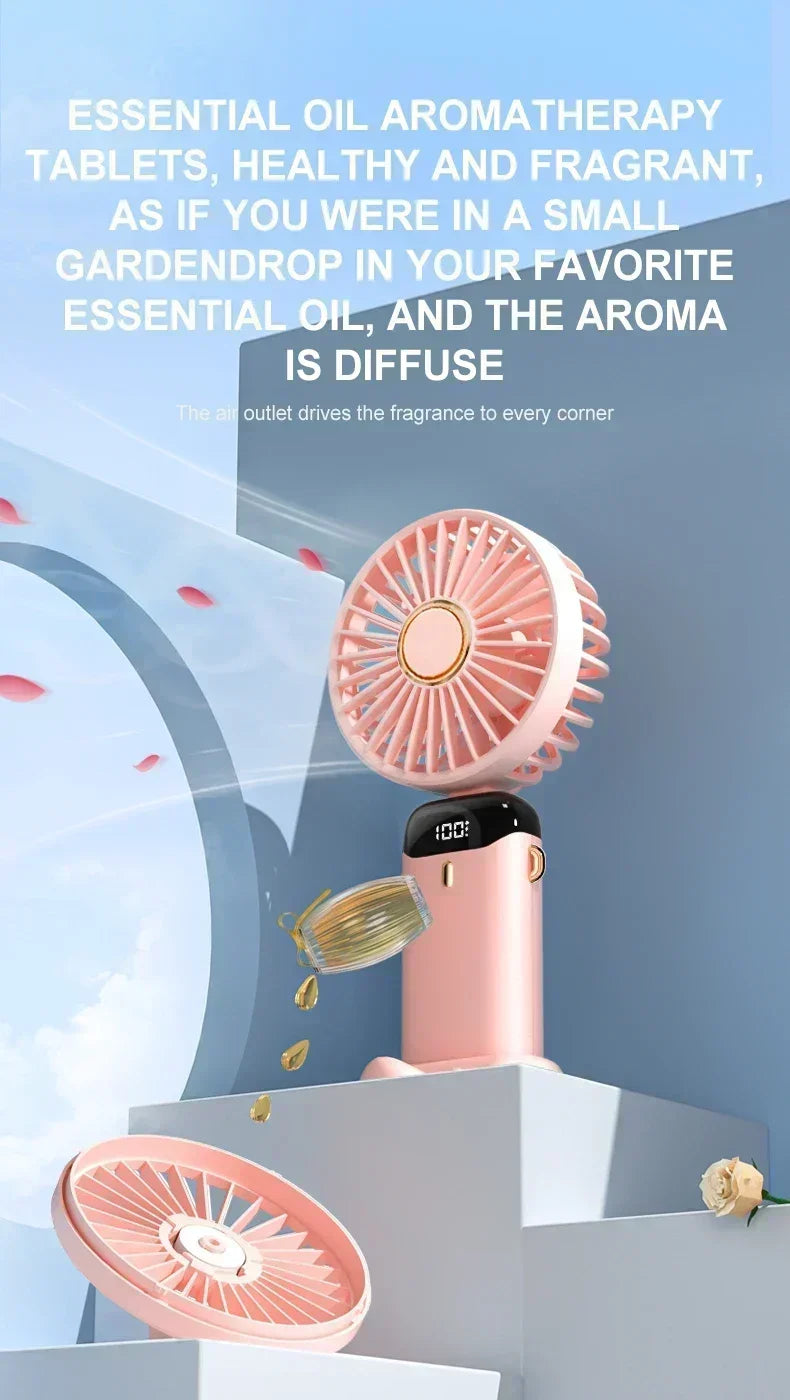 Car 3 in 1 Portable Fan Handheld Neck Desk Fan 5 Speed Digital Display Ultra Quiet Makeup Fan for Women Desktop Clip Office Amag