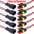 2 Pin Way Plug Waterproof Automotive Car Wire Electrical Connectors Plug with Wire for Car Motorcycle Scooter Marine 2/10pcs