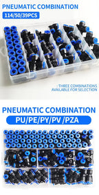 39 PCs/Box Boxed Pneumatic Fittings PU-12/PE-12/PZA-12/PY-12/PV-12 Quick Release Connectors Kit For 4mm Plastic Hose Couplings