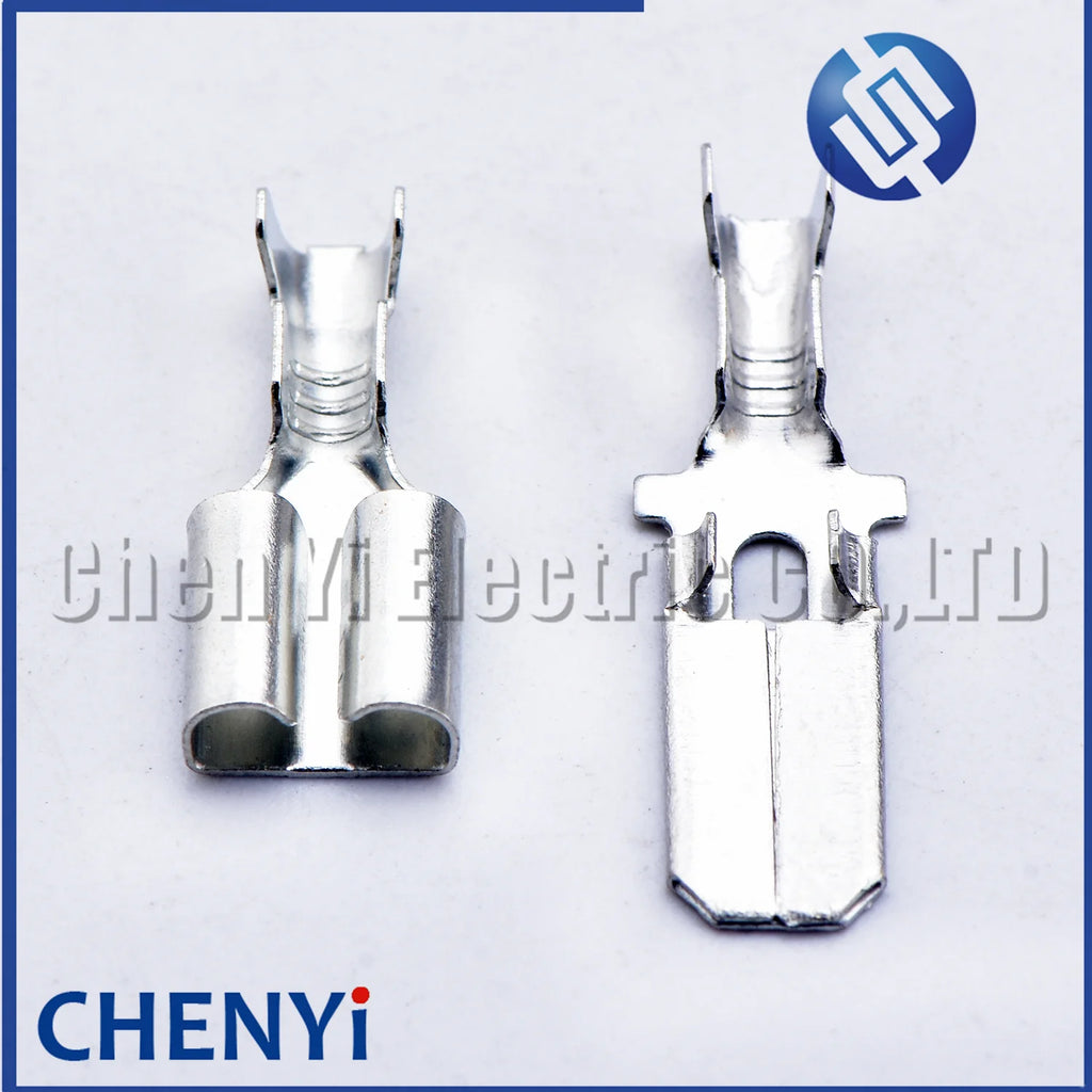 50 Pcs 6.3mm series male female auto wire terminal for connector crimp loose pin Brass tin plating terminals 1500-0080 7116-2641