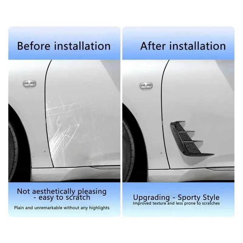 2pcs Universal Car Air Flow Fender Hood Intake Vent Cover Trim Carbon Fiber Side Wing Decals Body Shark Gill Ventilation Sticker