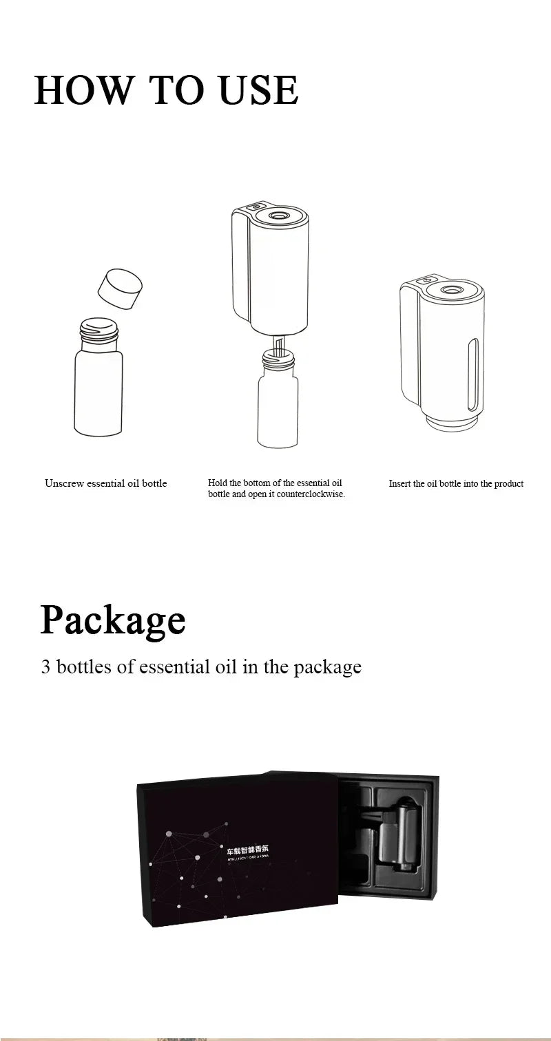 Smart Car Fragrance Diffuser Automobile Aromatherapy Air Freshener Interior Deodorizer Light Scent Start Stop Aromatherapy Amagi
