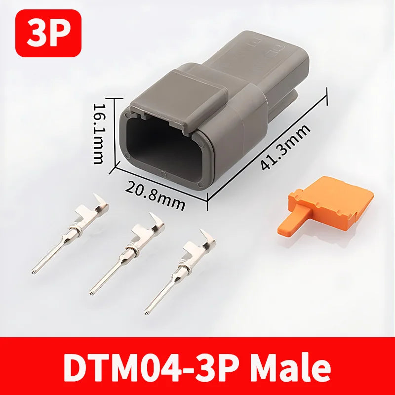 5/20/100 Sets 3 Pin Way Deutsch DTM04-3P DTM06-3S Waterproof Electrical Wire Connector 16-22AWG DTM Series Connector Male Female