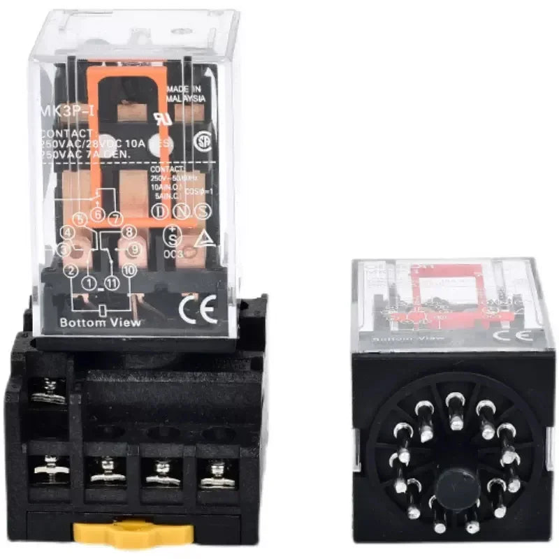 MK2P-I MK3P-I Intermediate Relay, 8/11 Pin Electromagnetic Power Relay with Copper Coil and Silver Contact AC220V DC24V