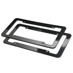 Black Carbon Fiber Pattern Plastic License Plate Frame Fiber Black Aluminum Metal Car Tag Holder Tire Screw Cap Universal Amagi