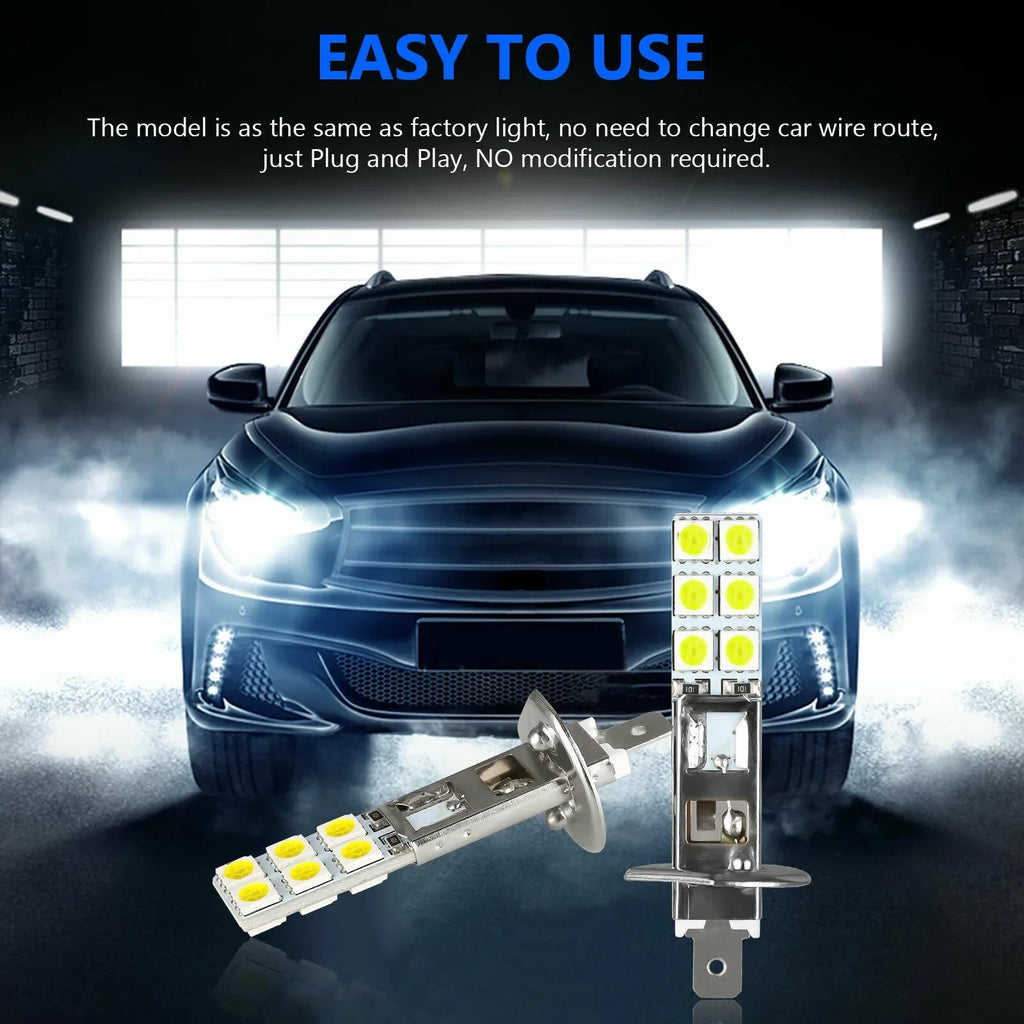 Upgrade 2PC NEW H1 6000K Super White 55W LED Headlight Bulbs Kit Fog Driving Light Voiture Wholesale Quick Delivery CSV Amagi