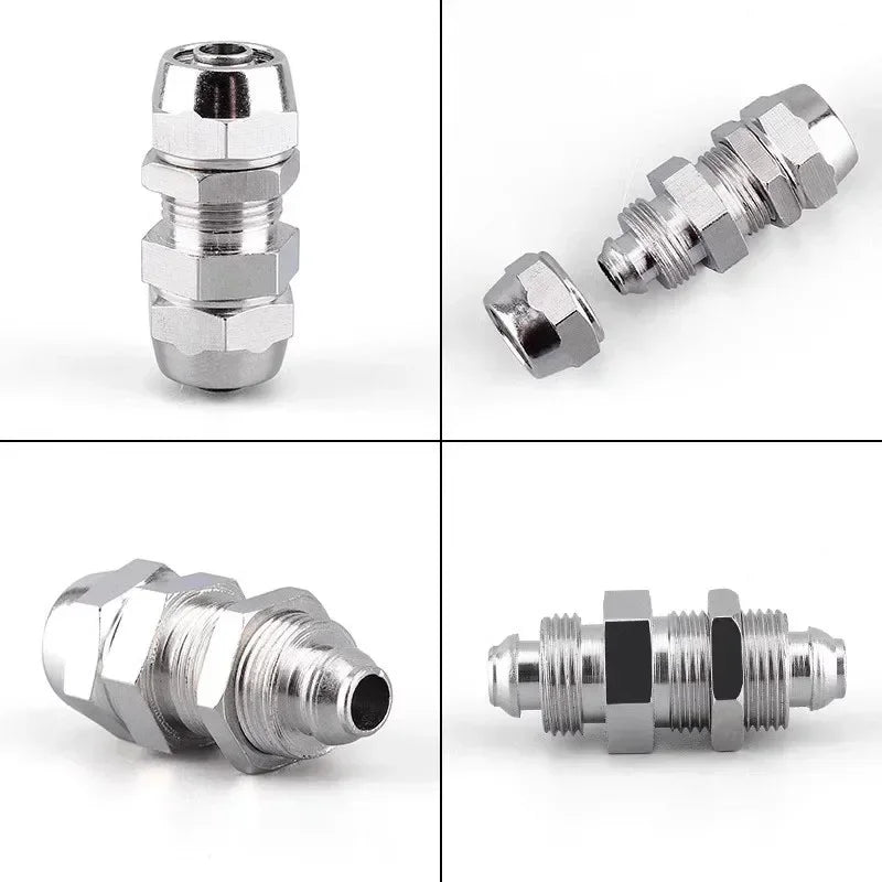 Pneumatic Push-In Fitting Set, Copper Nickel Plated Air Hose Connectors for 4mm–16mm Tube (KPU KPV KPE KPZA KPM)