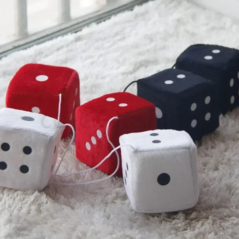 Dice For Car Mirror Auto Rear Mirror Plush Dice Soft And Fuzzy Car Charm Interior Ornament For Sedan Truck SUV Hangable Amagi