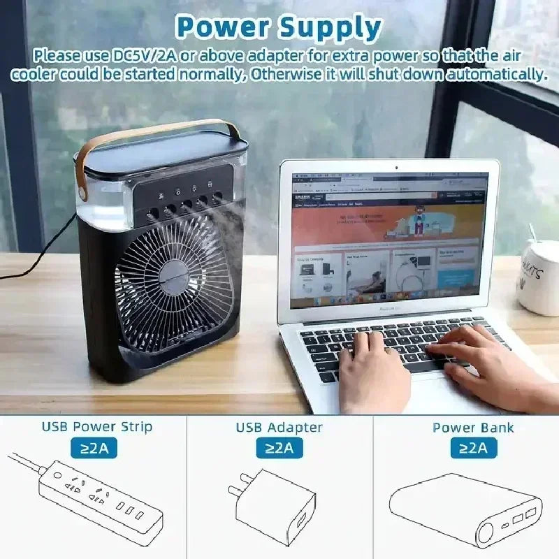Super Cooling Desktop Small Fan Spray Air Conditioning Fan Cooling Miracle Air Cooler Dormitory Small USB Electric Fan Amagi