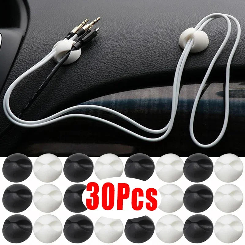 Car Wire Tie Clip Adhesive Fixer Organizer Black White Clamp Cable Line Holder Phone Computer USB Line Fastener Auto Accessories