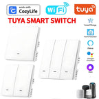 Tuya ZigBee Smart Light Switch No Neutral Wire No Capacitor Needed,1/2/3 Gang Wall Touch Interrupter Work with Alexa Google Home