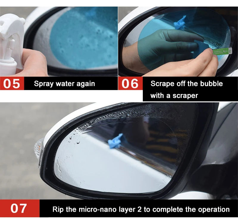 6/2 Pieces Car Rearview Mirror Sticker Rain-proof Waterproof Anti-fog Film Round square Universal Motocycle Anti-reflective Film