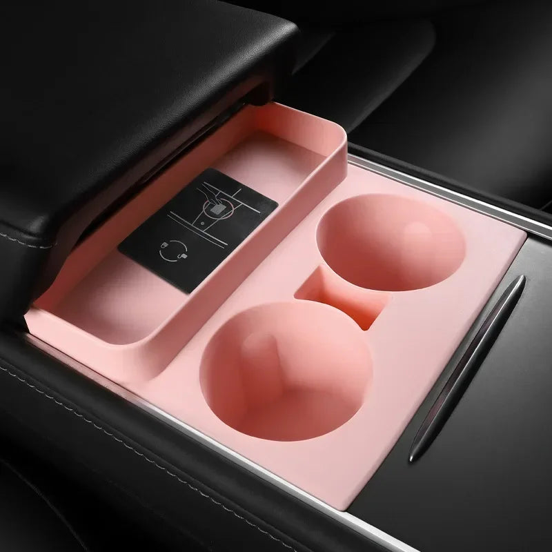 Premium Cup Holder Insert Secure Fit for Model Y/3 Center Console Round Slot Cover with Enhanced Interior Style Tools Amagi