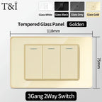 118-Style EU/CL Dual Socket with USB-C PD 20W - Tempered Glass Italy & Chile Outlet for Home/Office