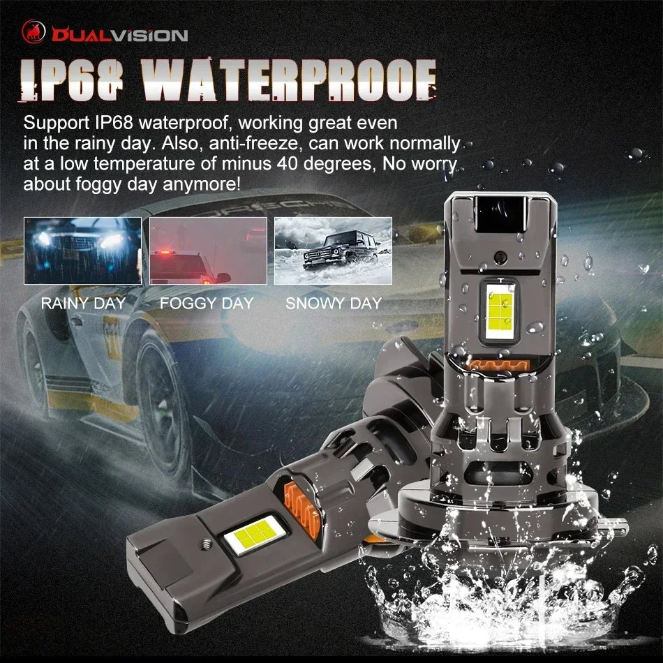 300W Turbo H7 LED CANBUS Lights 30000Lm Mini H11 LED Headlight With Cooling Fan Fog Driving Car Super Bright Waterproof Amagi
