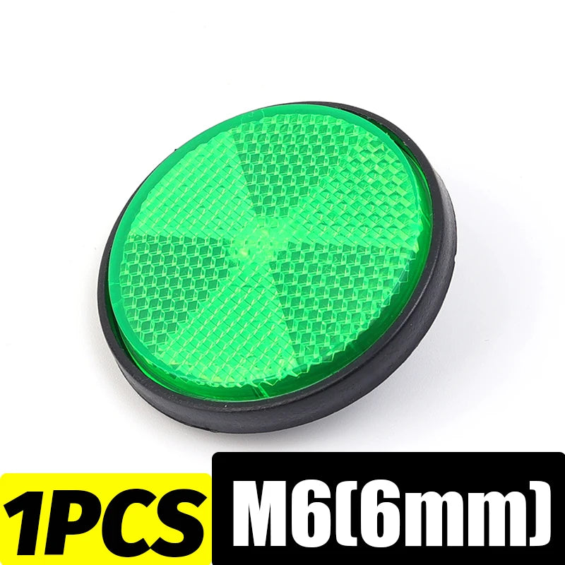 Round Motorcycle Reflector M6 Mounting Screw Night Warning Board for Dirt Bike Electric Scooter Bicycle Rear Tail Safety Lamp