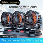 Car Fan 360° Adjustable 3 Head Air Fan Automotive Electric Fan USB/12V/24V Fan 2 Speeds Car Silent Fan For Home Desk Office Amag