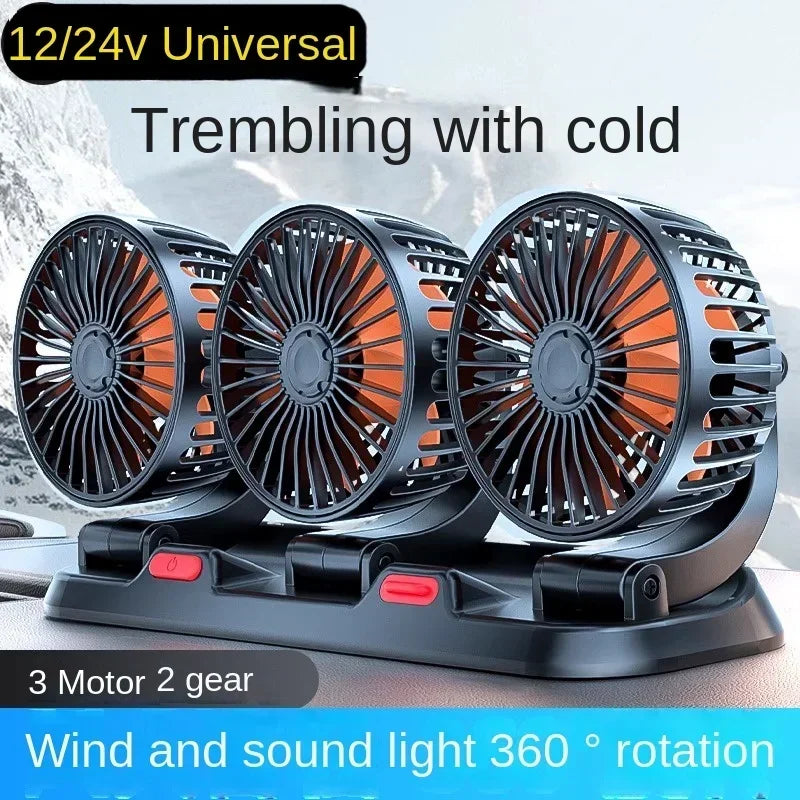 Motorcycle Special 5V 12V 24V Powerful Heads 360° Rotatable 2 Speeds Car SUV Truck BUS Van Mini Cooling Fan Amagi
